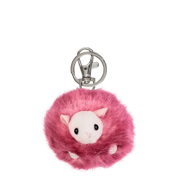 Pink Pygmy Puff Keychain